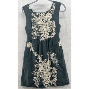 J.Crew Dress WOMENS SMALL Mirabel Sleeveless GREEN Cream Embroidery